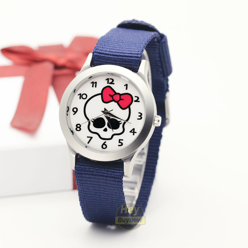 แฟชั่นออกแบบกะโหลกศีรษะสีชมพูนาฬิกาเด็กน่ารักเด็กผู้หญิงนาฬิกาวันเกิดนาฬิกาของขวัญนัก...