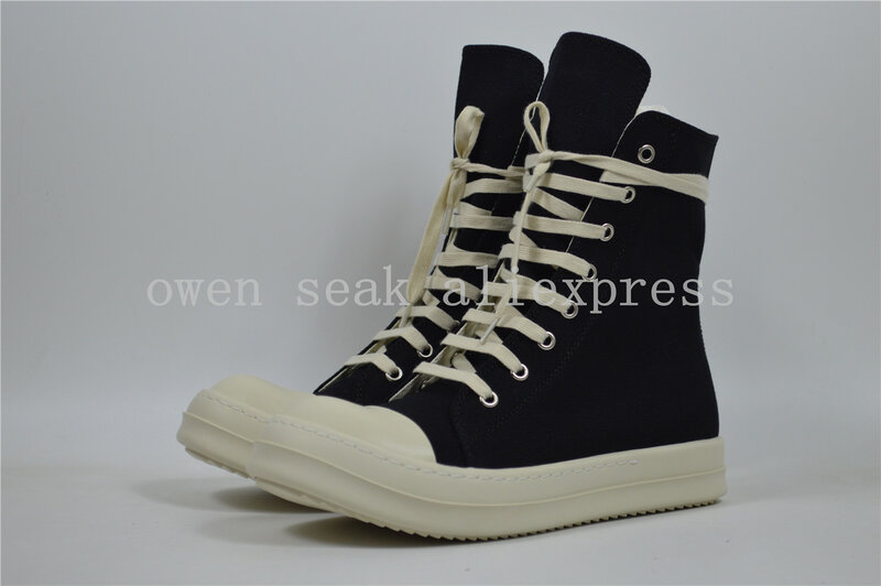 Owen Seak-zapatos de lona informales para hombre y mujer, calzado deportivo de lujo con cordones hasta el tobillo, con cremallera, estilo Hip Hop, botas planas, color negro
