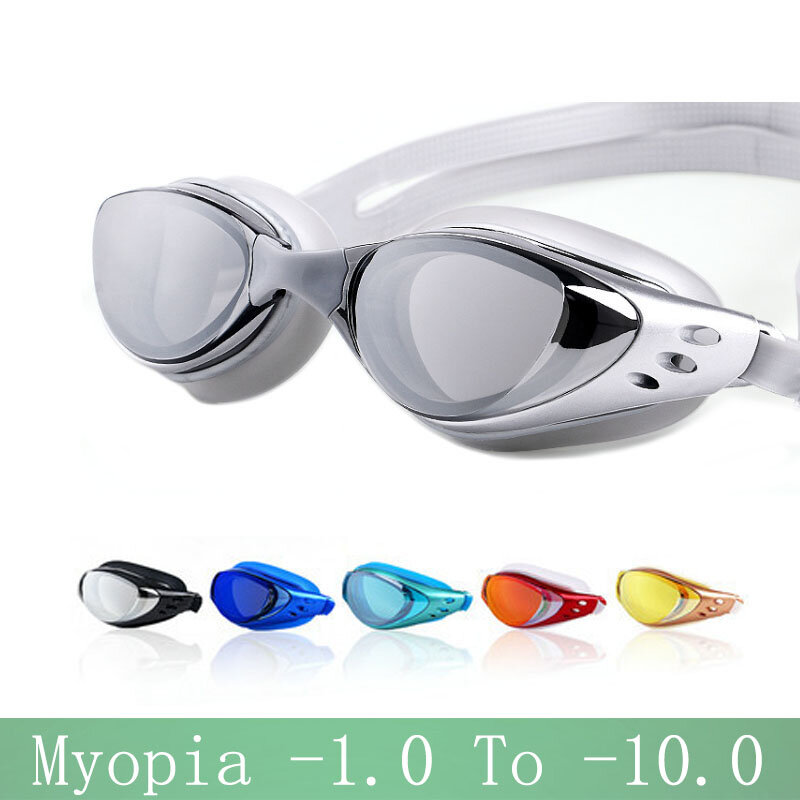 Miopia óculos de natação-1.0 ~-10 à prova dwaterproof água anti-fog arena prescrição nadar eyewear água silicone grandes óculos de mergulho