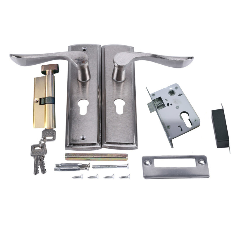 Durable Door Handle Lock Cylinder Front Back Lever Latch Home Security With Keys Dual Latch Room Door Panel Security Locks