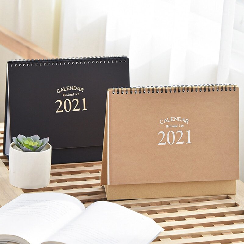 Adornos de escritorio con calendario, decoración creativa, Simple, Color puro, portátil, Plan de Año Nuevo, 2021