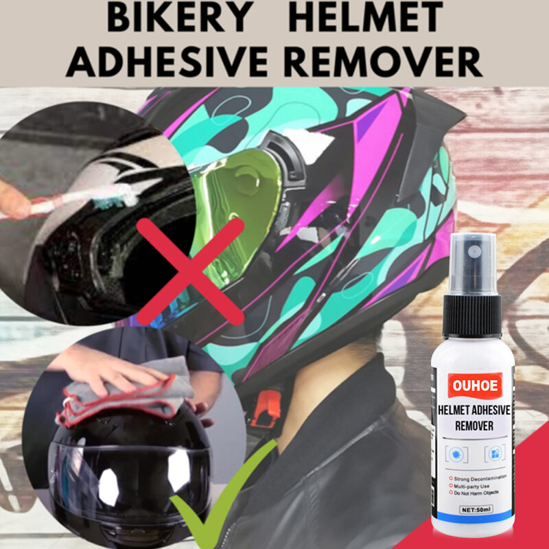 50mL Motorcycle Helmet Adhesive Remover Cleaning Polishing Anti-fog Rainproof Spray Sticker Decal Glue Residue Removal Liquid