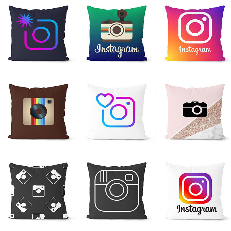 Novo aplicativo ícone jogar travesseiro caso youtube instagram logotipo capas de almofada para casa sofá cadeira fronhas decorativas
