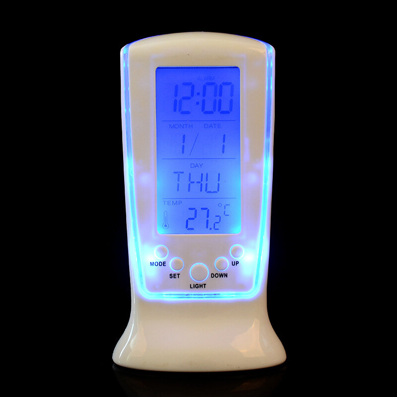 LED Digitale Elektronische Kalender met Blauwe Achtergrondverlichting Wekker Thermometer