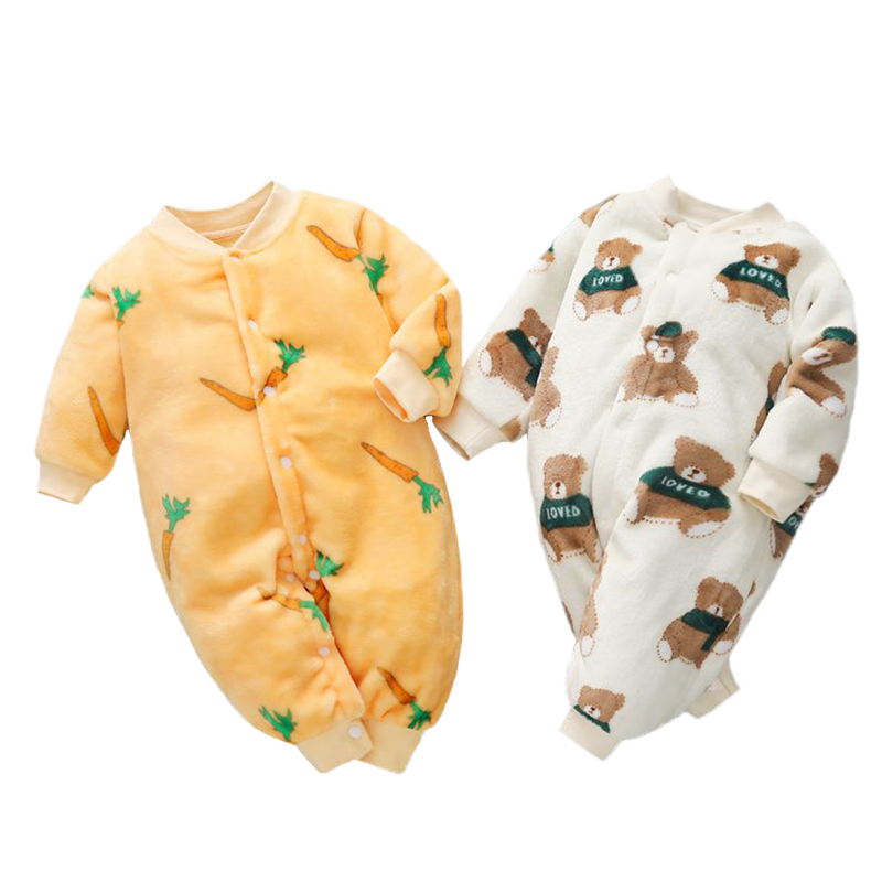 ทารกแรกเกิดฤดูใบไม้ผลิฤดูหนาวเสื้อผ้าเด็กทารกเสื้อสำหรับหญิง Jumpsuit เด็กนุ่ม Flannel Bebe Romper เสื้อผ้...