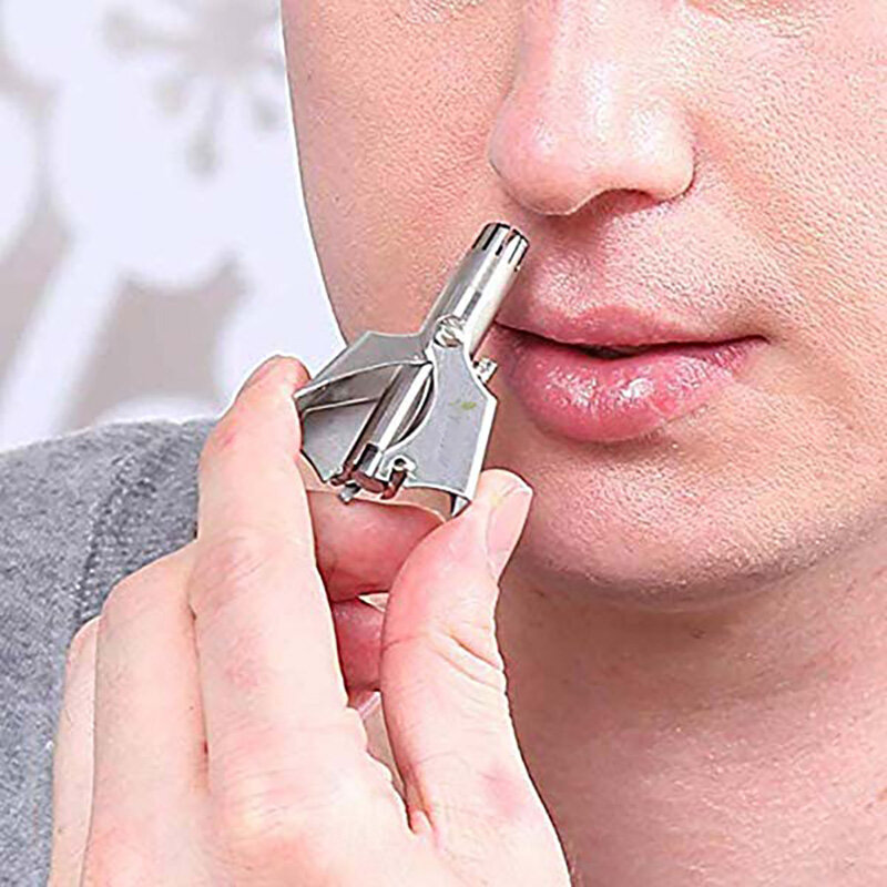 Vibrador manual de aço inoxidável do nariz do aparador da precisão, nariz portátil lavável, orelha e aparador de pêlos