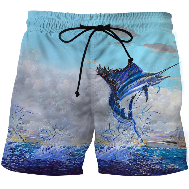 2021 pantaloni da spiaggia da uomo pantaloncini da pesca pantaloncini da spiaggia per il tempo libero da uomo con stampa 3d di pesci tropicali trasparenti