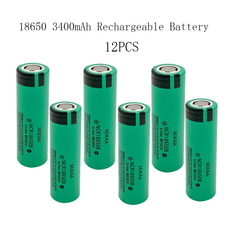 12PCS NCR18650 Originais 18650 3400mAh De Lítio Recarregável Bateria 3.7V NCR18650B Baterias Li-ion Para Lanterna