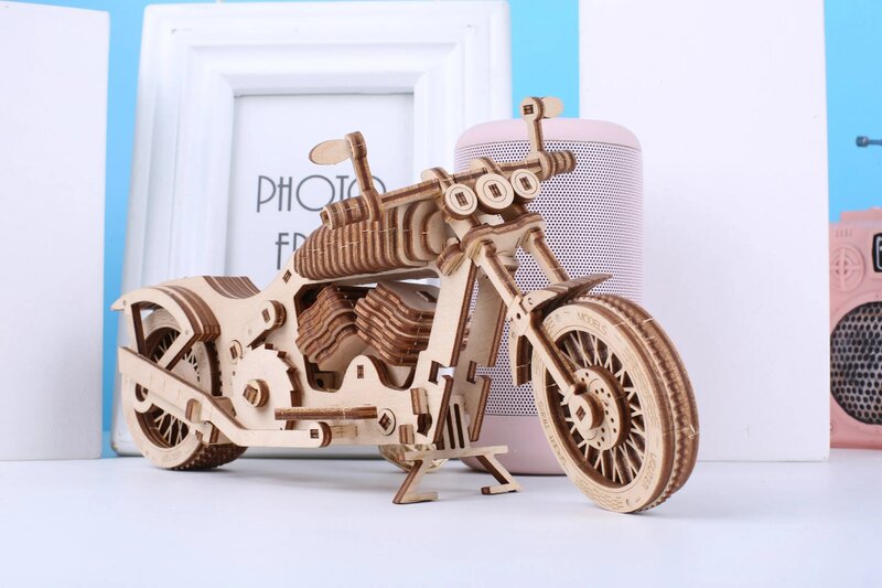 Uguter-rompecabezas clásico de madera para niños y adultos, juego de construcción de motos en 3D, regalo para niños y adultos, 130 piezas