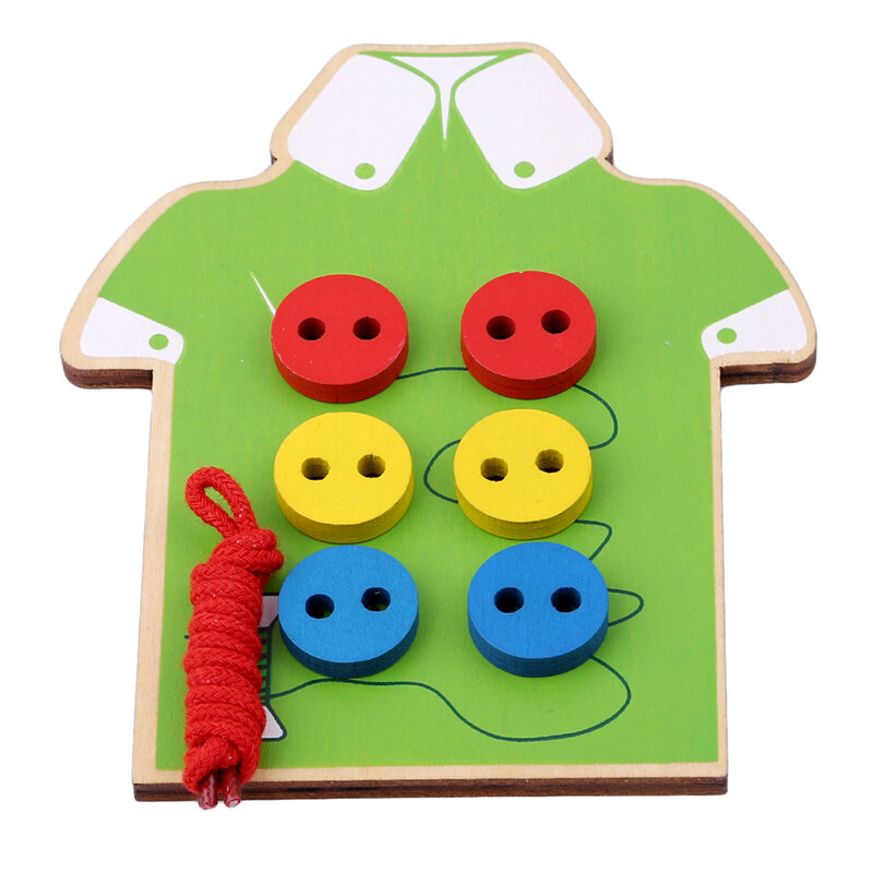 子供のためのモンテッソーリ教育玩具,ビーズ,ひも,木の板,幼児のボタンに縫い付け,教育ツール