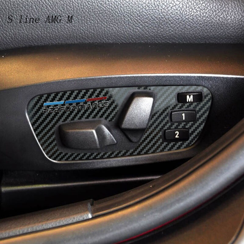 اكسسوارات السيارات الداخلية ألياف الكربون تجديد ملصقات لسيارات BMW X1 E84 مقعد تعديل أزرار لوحة يغطي إطار الديكور