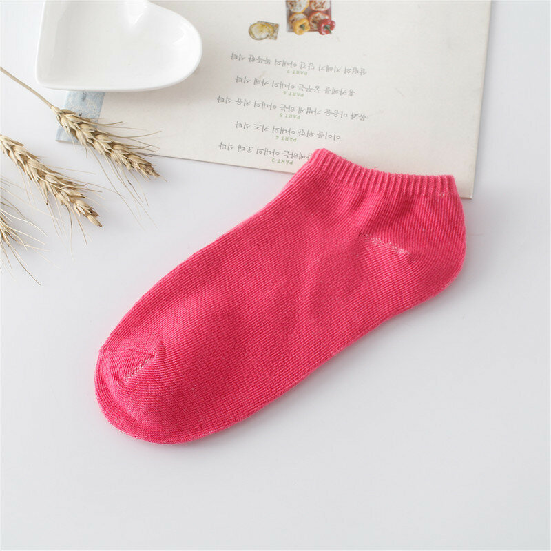 Meias curtas de algodão femininas, 1 par de meias de cor coreana de doce, antiderrapantes para mulheres meias do barco