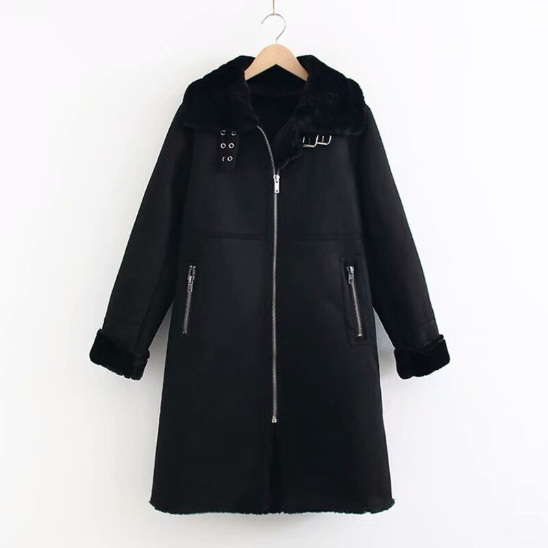 여성 새 자켓 램 모피 코트 겨울 디어 스킨 롱 코트 따뜻한 코튼 패딩 코트 겨울 하디 자켓