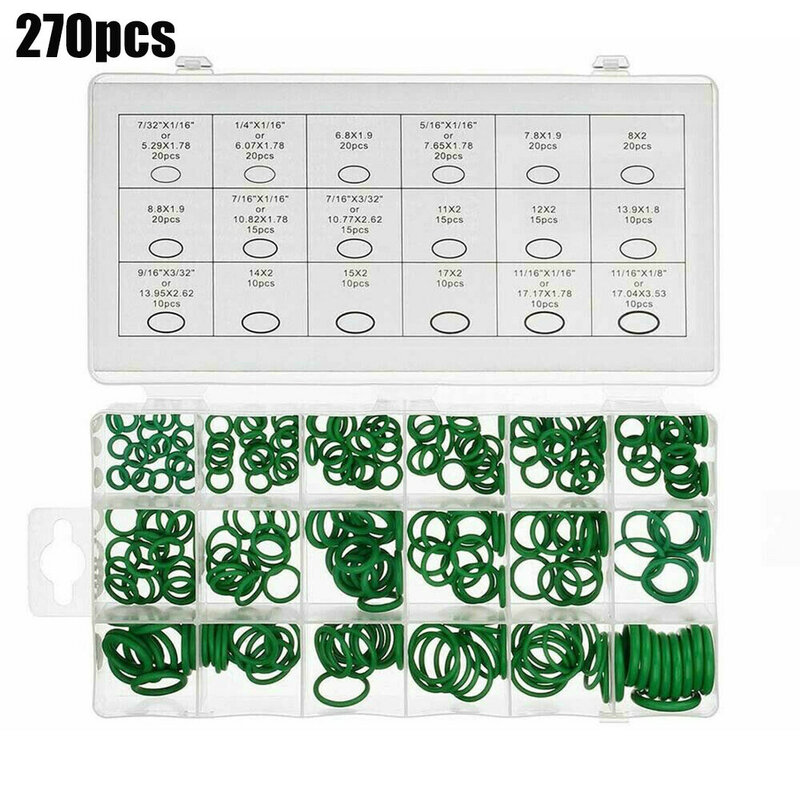 270Pcs Airconditioning Rubber O Ring Seal Assortiment Kit Green Air Con Nitril Ringen Hoge Kwaliteit 18 Maten