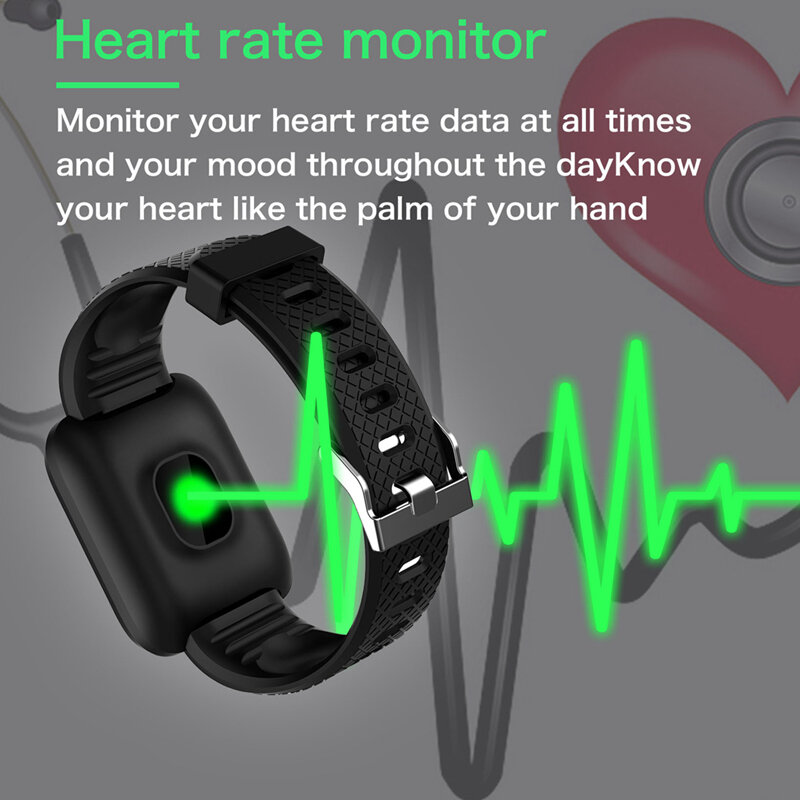 สร้อยข้อมือสมาร์ทนาฬิกาผู้ชายผู้ชายผู้หญิงการวัดความดันโลหิตกันน้ำกีฬาฟิตเนสHeart Rate