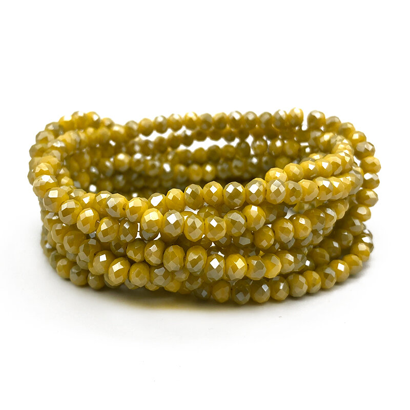 Manik-manik Kristal Kuning Bersegi Kaca Bulat Manik-manik Longgar Ceko untuk Pembuatan Perhiasan 2 3 4 6 8Mm Aksesori Kalung Gelang DIY