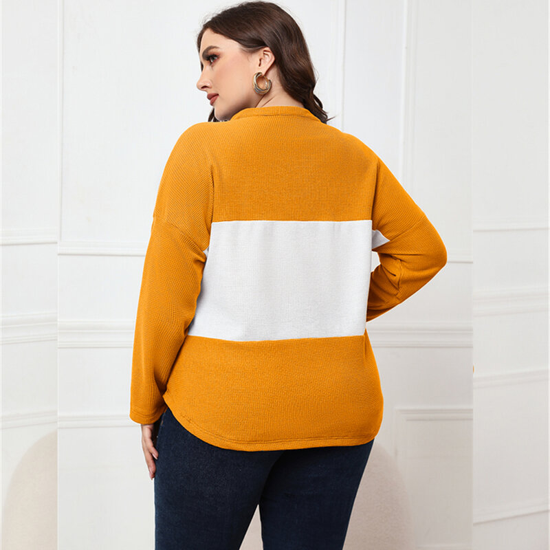 2022 frühjahr Neue Heiße Verkauf Europäischen Und Amerikanischen Stil Plus Größe V-ausschnitt Top Langarm Öffnen Knopfleiste Shirt Für Frauen