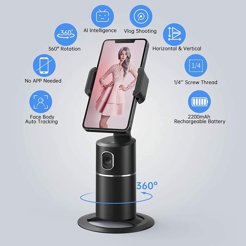 Auto Face Tracking ผู้ถือโทรศัพท์ Gimbal Stabilizer สำหรับโทรศัพท์สมาร์ท360 Rotary Live Vlog Recording Selfie Stick