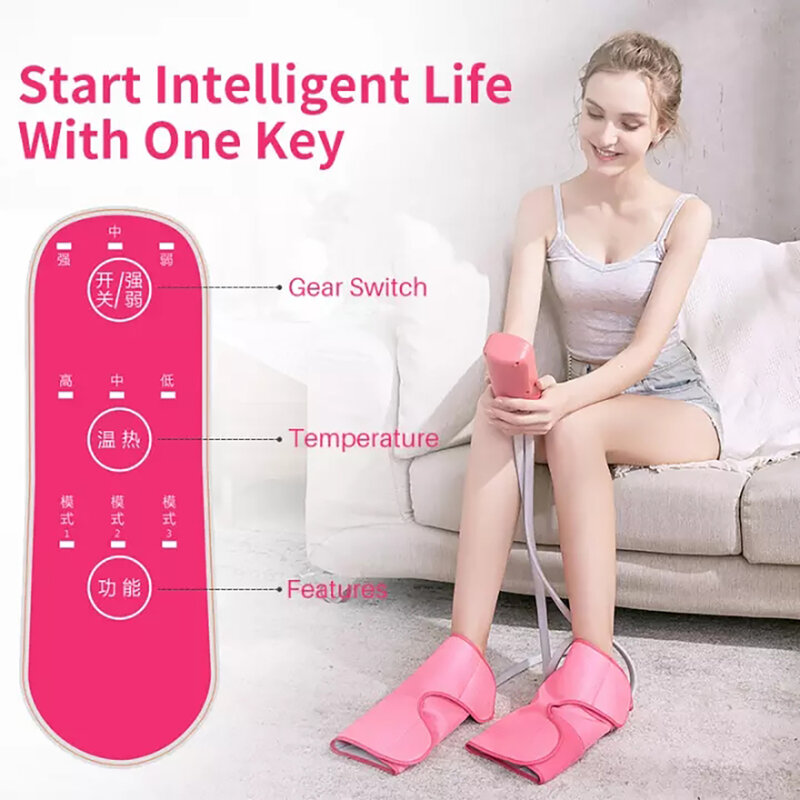 Household Pneumatic Foot Massage Machine Automatic Leg Massager With Smart Air Compression Controlled Heating Calf Massager