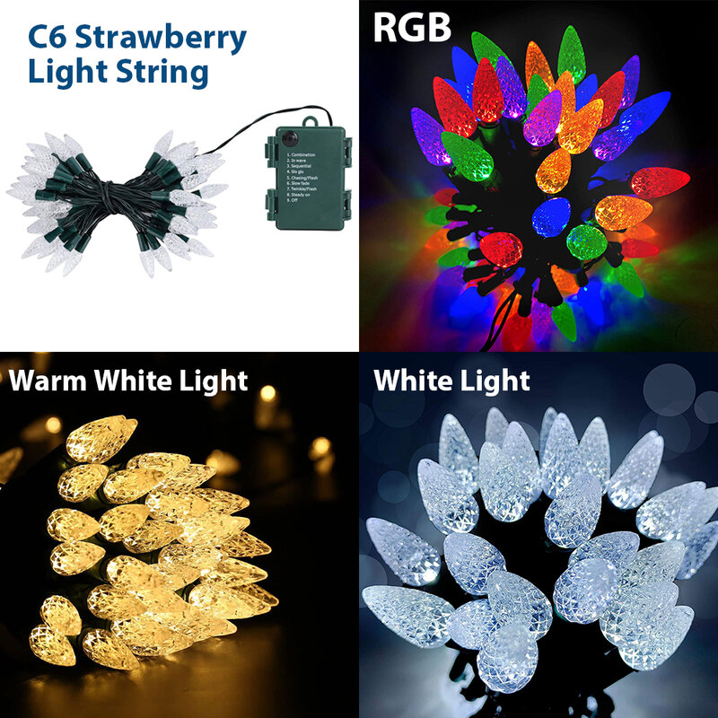 Lampu LED Tali Kotak Baterai Bertenaga Natal Dekorasi Cahaya Tali Cocok untuk Halaman, Ruang Tamu, Pohon Natal, Dll.