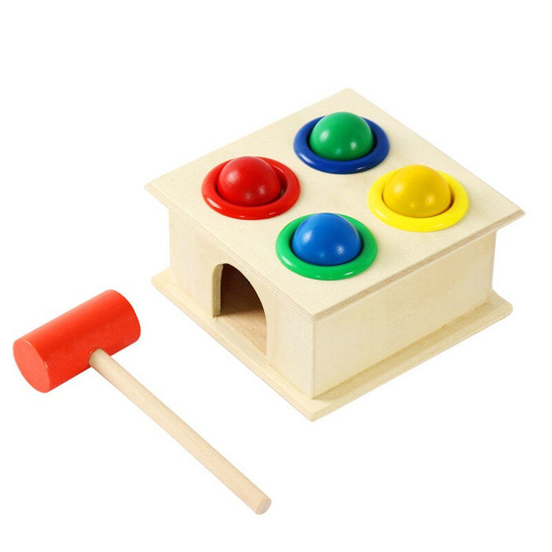 Petite boîte à percussion en bois, marteau, plateforme éducative pour enfants, puzzle, exercice de couleur