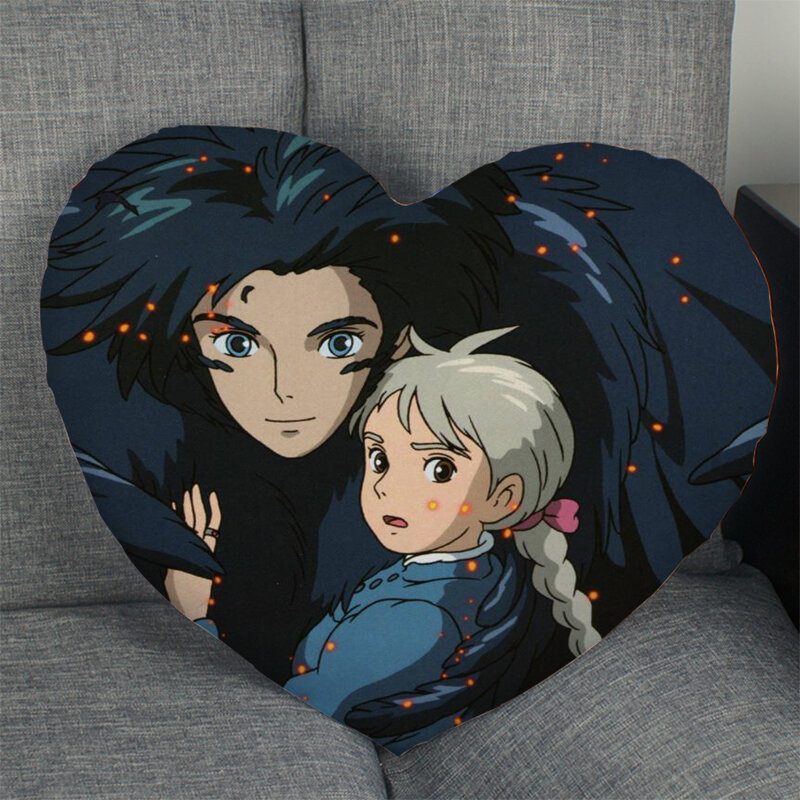 Vendita calda Custom Howl's Moving Castle Anime a forma di cuore fodere per cuscini biancheria da letto cuscino confortevole/federe di alta qualità