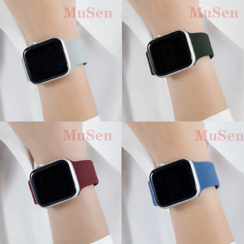 Silicone Strap For Apple Watch band 6 44mm 42mm 40mm 38mm Smart rubber watchband bracelet iWatch band for Series 7 6 SE 5 4 3 se