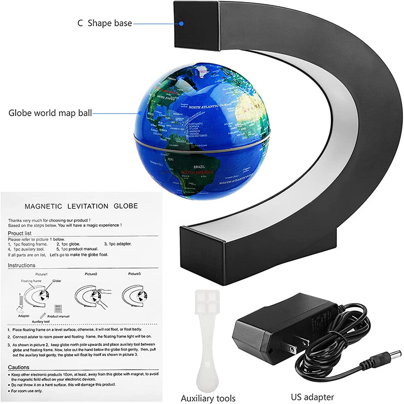 Globo de levitación magnética LED, lámpara de Globo flotante electrónica de levitación magnética, mapa del mundo, regalos creativos para el hogar y la Oficina, novedad