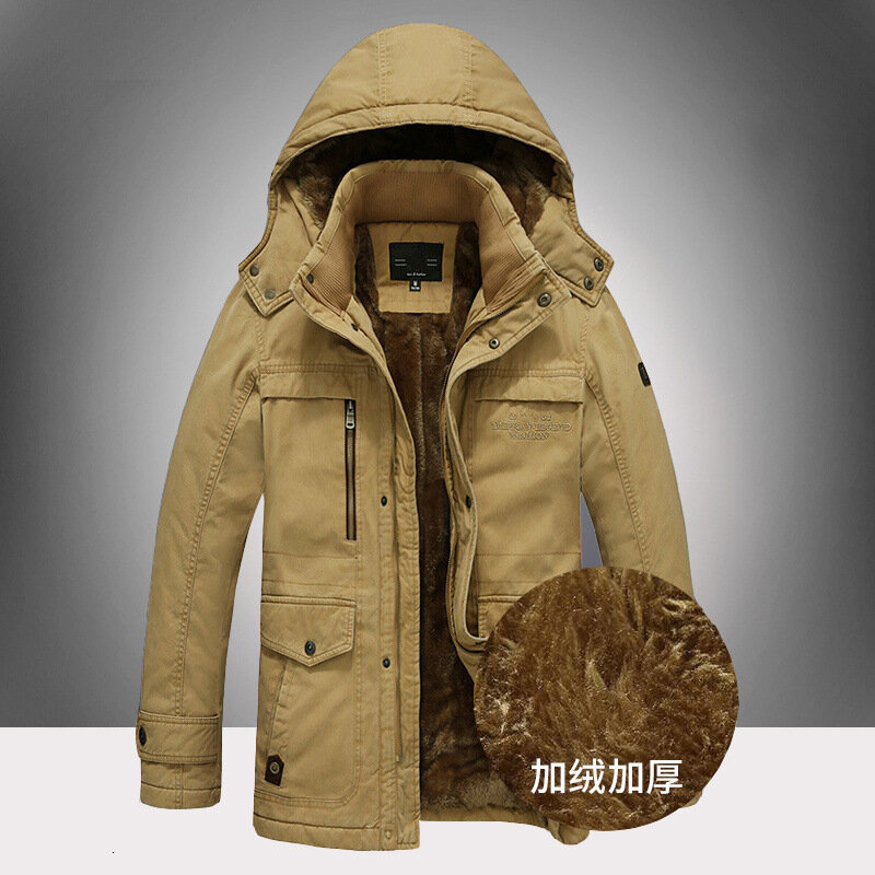 Men's Wear Winter Cotton-padded Clothes Male Increase Down Thickening Keep Warm Loose Coat Loose Will Code Long Fund Can