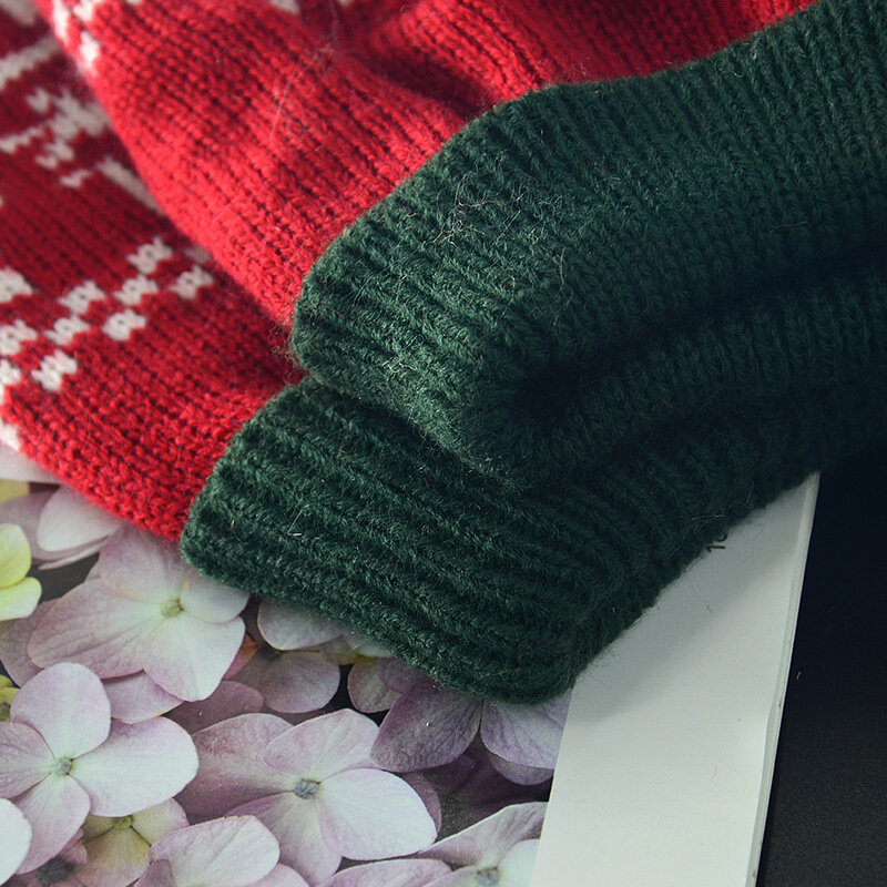 قبعات تريكو سانتا على شكل غزال, صوف مطرز للخريف والشتاء بطباعة زهور لمهرجان ديسمبر