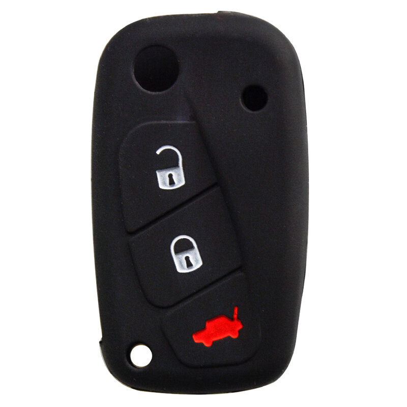 OkeyTech – étui de clé de télécommande de voiture à 3 boutons, en caoutchouc Silicone, pour Fiat Punto 2013 Panda Idea 2008 Stilo 2007 Ducato