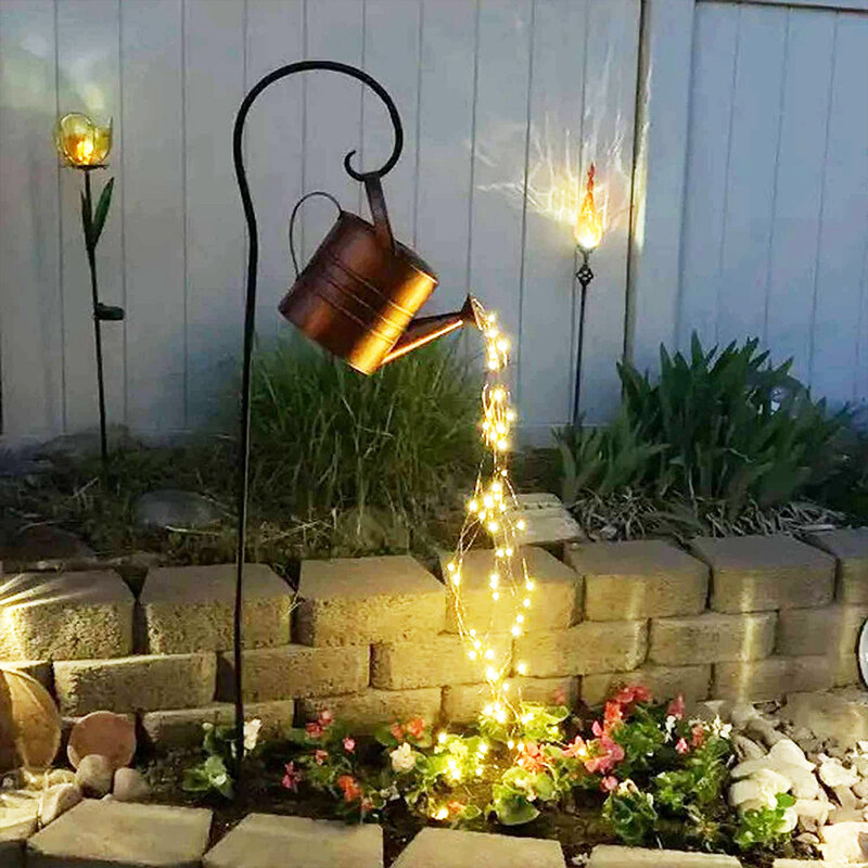 Art Gieter Met Verlichting, Waterdichte Waterval Lichten Operated Voor Outdoor Indoor Boom Decoratie Koperdraad Fairy Lights