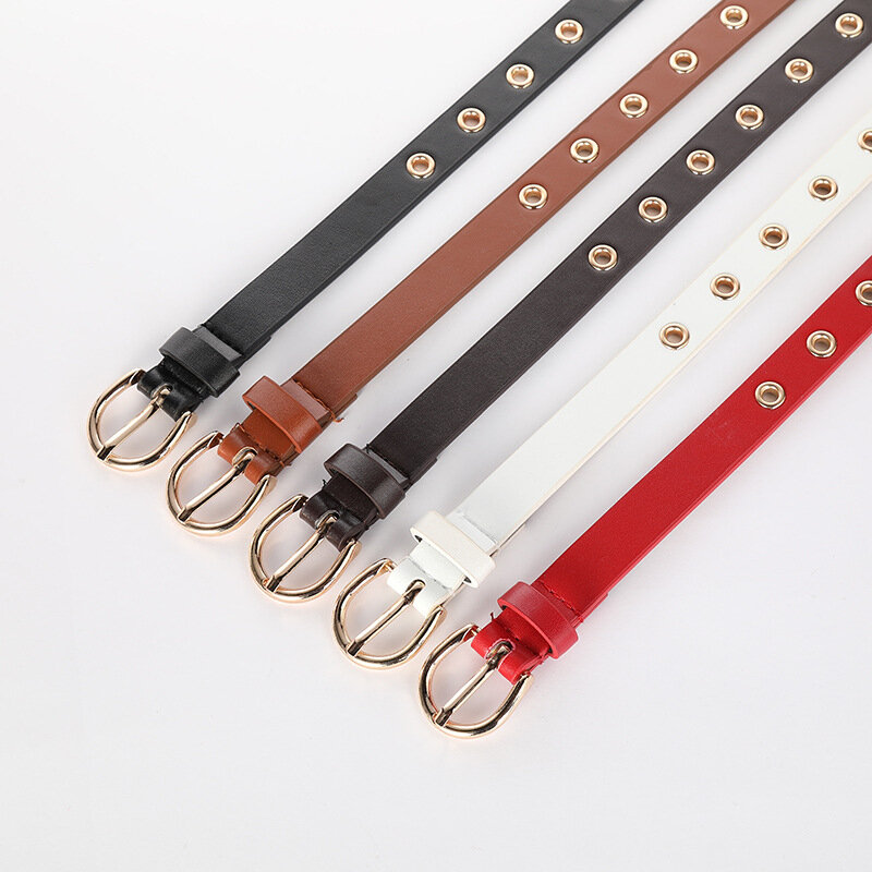 Cinturones de cuero para mujer, cinturones de moda clásica Retro que combinan con todo, cuerpo ligero, hebilla de Metal, Pin Simple, Jeans femeninos