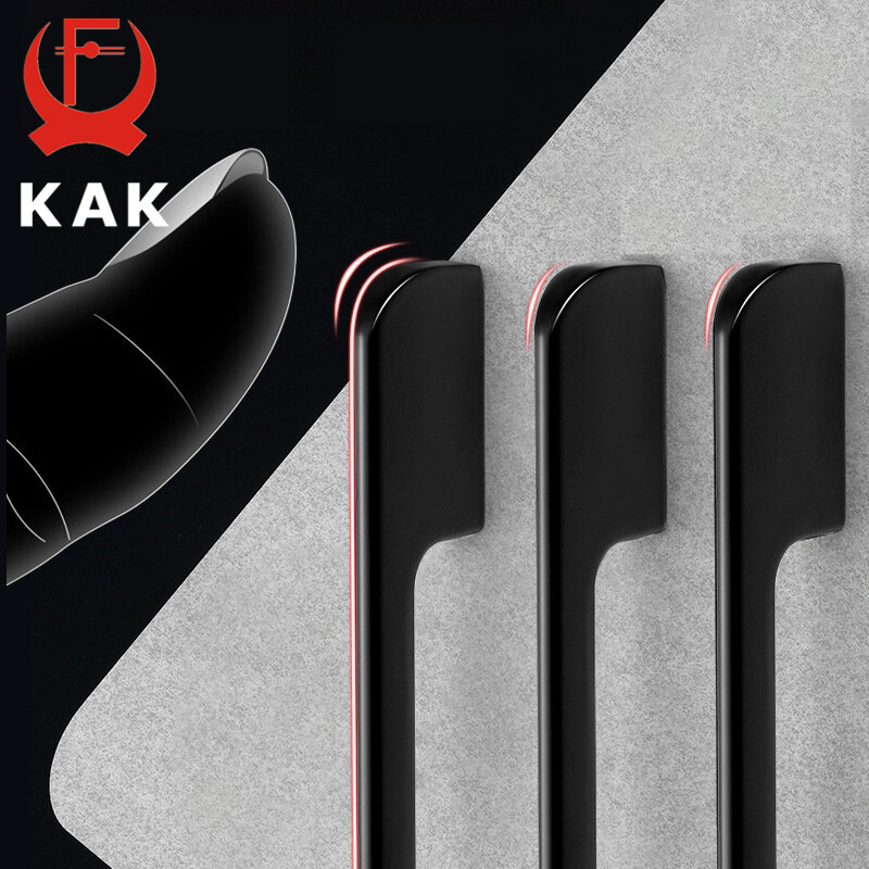 KAK-Preto escondido alças do armário, liga de alumínio, cozinha alças, armário puxa, gaveta botões, móveis, quarto porta Hardware