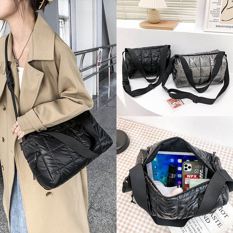 Winter Cotton Quilted Women Crossbody Bag Fashion Nylon Padded Shoulder Bag Small Down Space Bags for Women Designer Square Bags