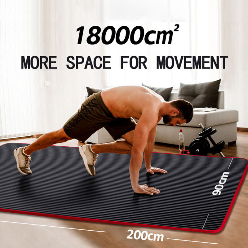 200*90Cm Rand Dikker Antislip Fitness Mat Hoge Dichtheid Oefening Yoga Voor Gym Thuis Gymnastiek