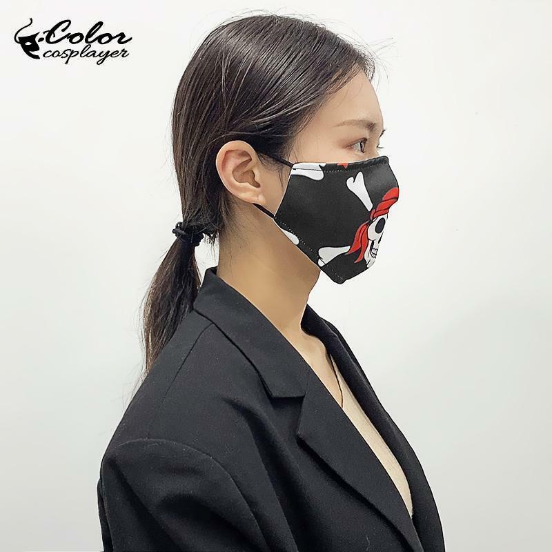 Masque en tissu imprimé pour cosplay, série grande bouche, tête de mort, lavable et réutilisable
