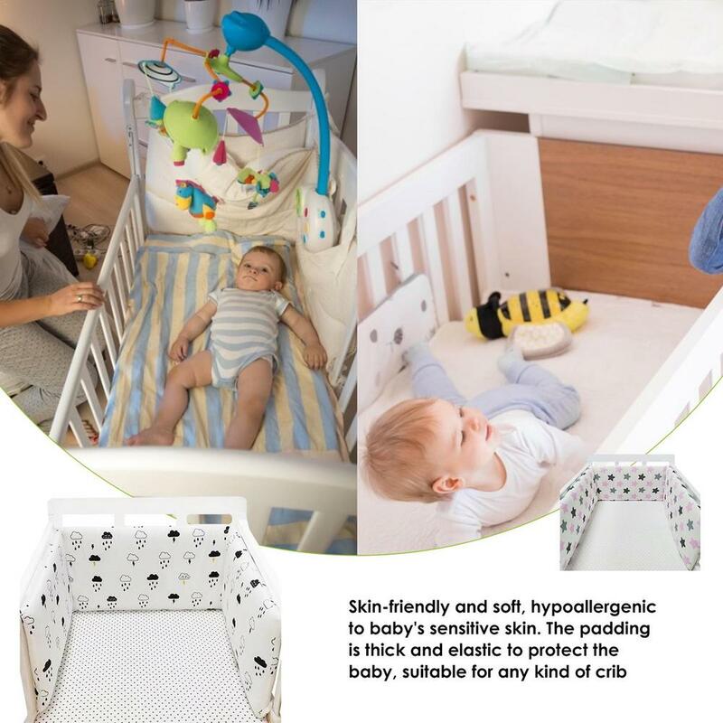 Parachoques de algodón para cama de bebé, almohadilla de protección para cuna de bebé recién nacido, diseño de estrella plegable, de una pieza