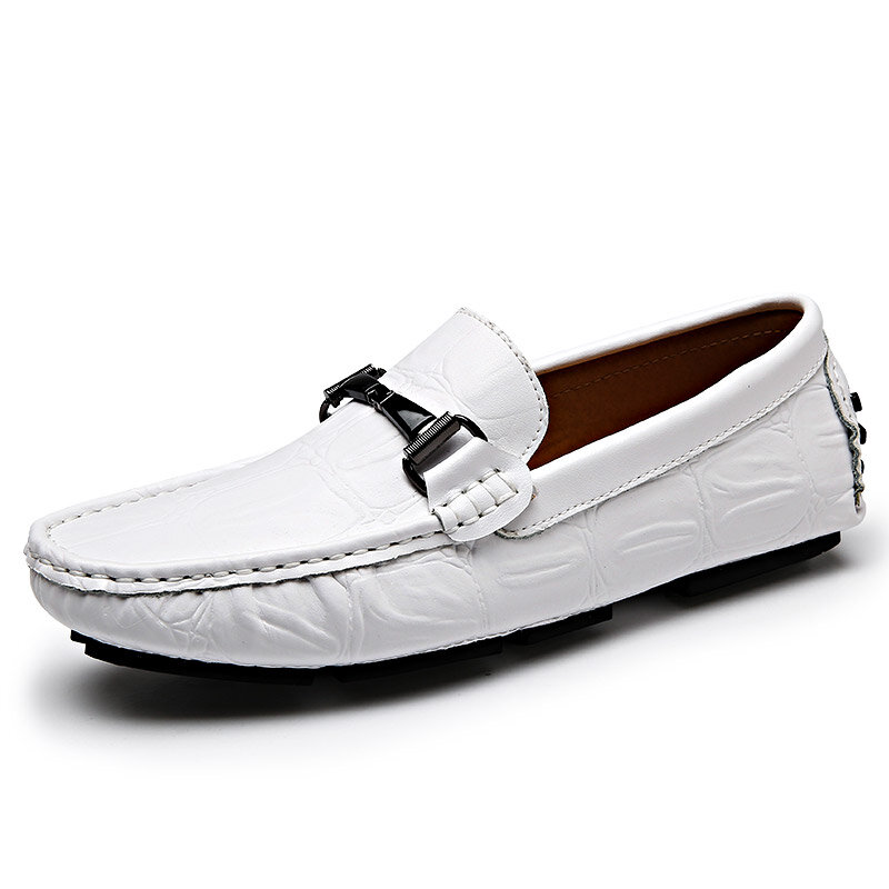 Italian Men Shoes Casual Luxury Brand Autumn Mens Loafers Leather Man Moccasins Breathable Slip on Flats Driving Shoes White