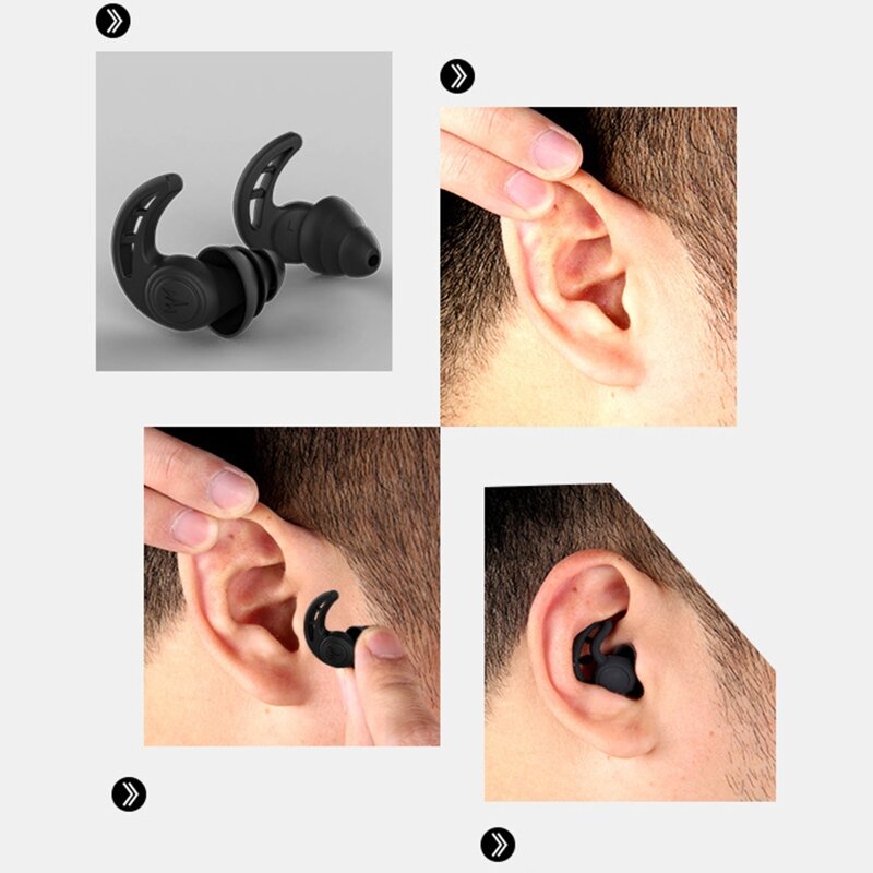 1 Pasang 3 Lapisan Penyumbat Telinga Silikon Lembut Penyumbat Telinga Pengurangan Kebisingan Meruncing Pelindung Telinga Isolasi Suara