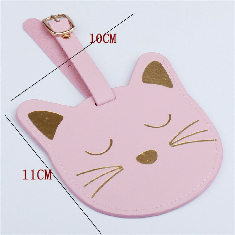 1pcs Lovely Animal Suitcase Leather Cat LuggageTag Bag Pendant Travel Accessories Name ID Address VIP Invitation Label