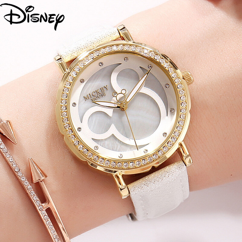 Disney Mickey damski zegarek skórzany pasek damski zegarek modny zegarek kwarcowy Disney damski zegarek