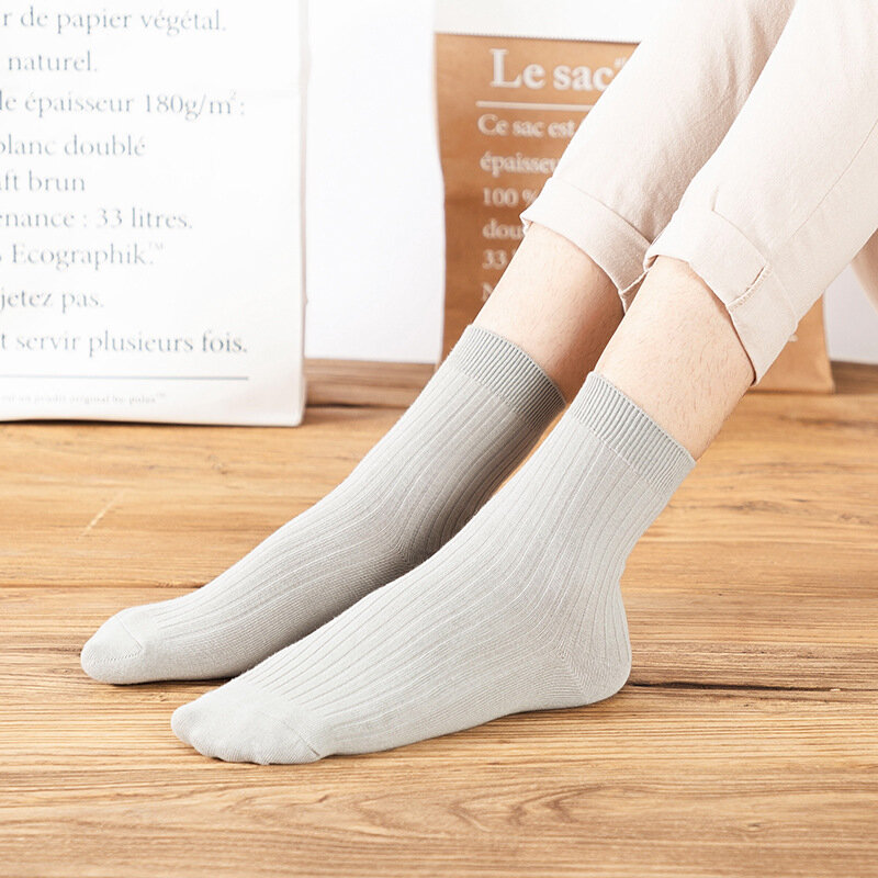 Хлопковые деловые теплые носки с дезодорирующим эффектом для мужчин и женщин, дышащие мужские однотонные короткие носки