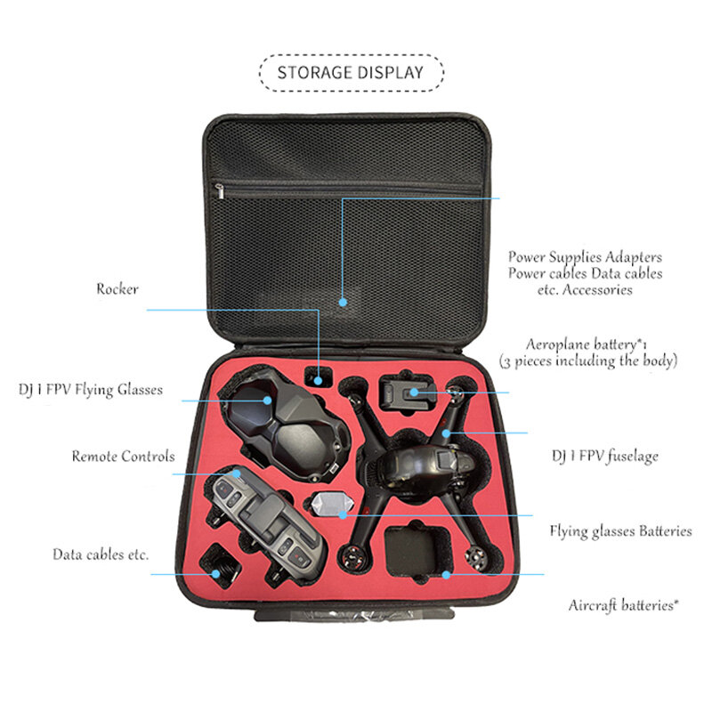 Portable Bag For DJI FPV Combo V2 Glasses Remote Control Waterproof Hard Cover Shell Carrying Case Box For Drone Accessories