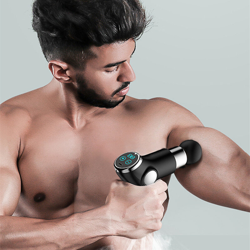 Pistola de masaje profesional con pantalla LCD, masajeador muscular profundo, alivio del dolor, relajación corporal, Facial, Fitness, FG001