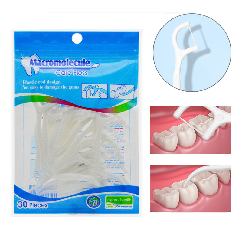 30 sztuk wykałaczki bezpieczeństwa zębów Stick Flosser szczoteczka międzyzębowa pielęgnacja jamy ustnej Floss higiena jamy ustnej kije dentystyczne zdrowie przybory kosmetyczne
