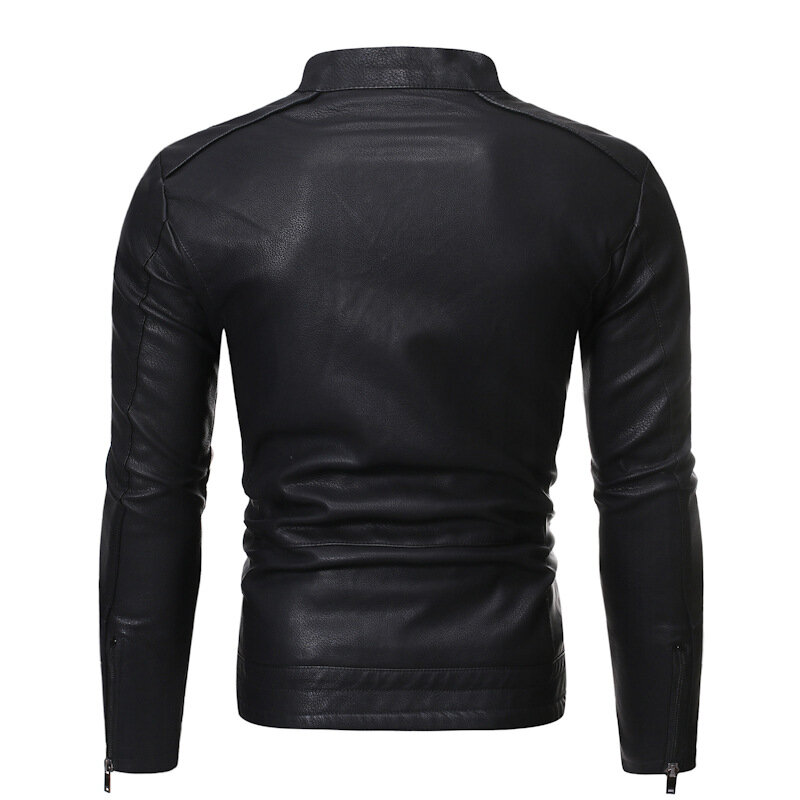 Chaqueta de cuero para hombre, chaqueta informal de estilo coreano, ajustada, para motocicleta, primavera y otoño, 2021