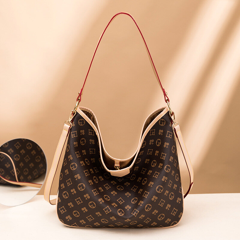 Роскошная брендовая сумка-мешок с принтом, дизайнерская женская сумка на плечо, Высококачественная кожаная сумка, большие сумки через плеч...