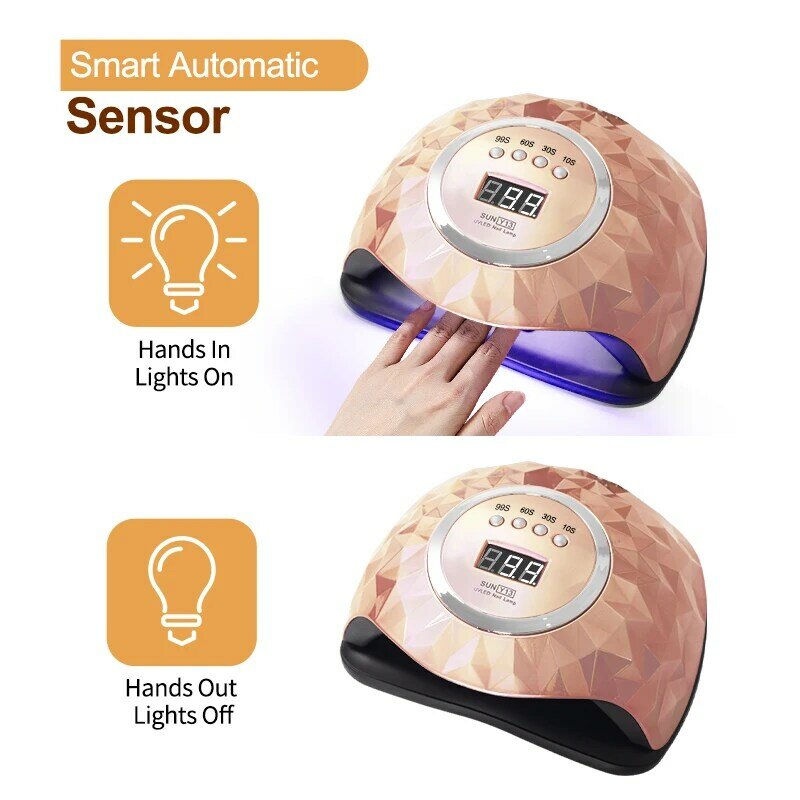 Lampu LED UV untuk Manikur 60LED Pengering Kuku Cepat Kering dengan 4 Pengaturan Waktu Salon Sensor Pintar Inframerah Menggunakan Peralatan Seni Kuku