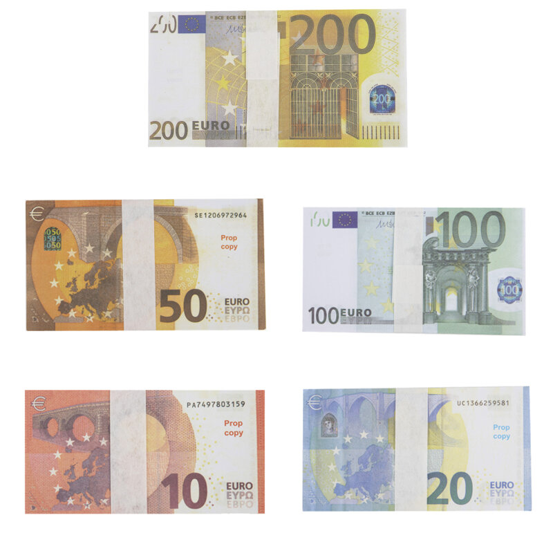 100 stks/conjunto magia adereços bankbiljetten simulatie euro valuta adereços decoração de festa speelgoed falso monney olhar real